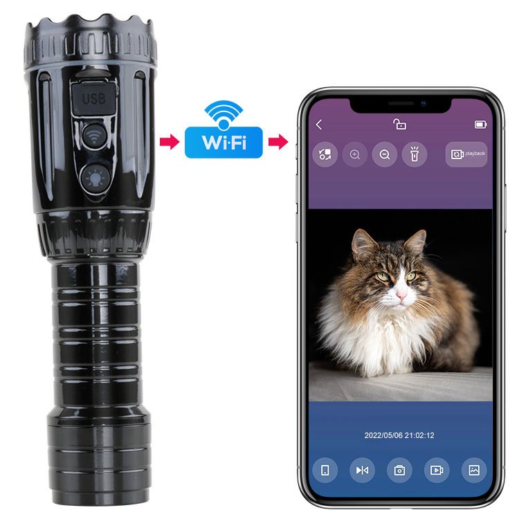 WIFI recorder aluminum led 18650 flashlight rechargeable camping mountaineering hiking hunting flash lights accessories