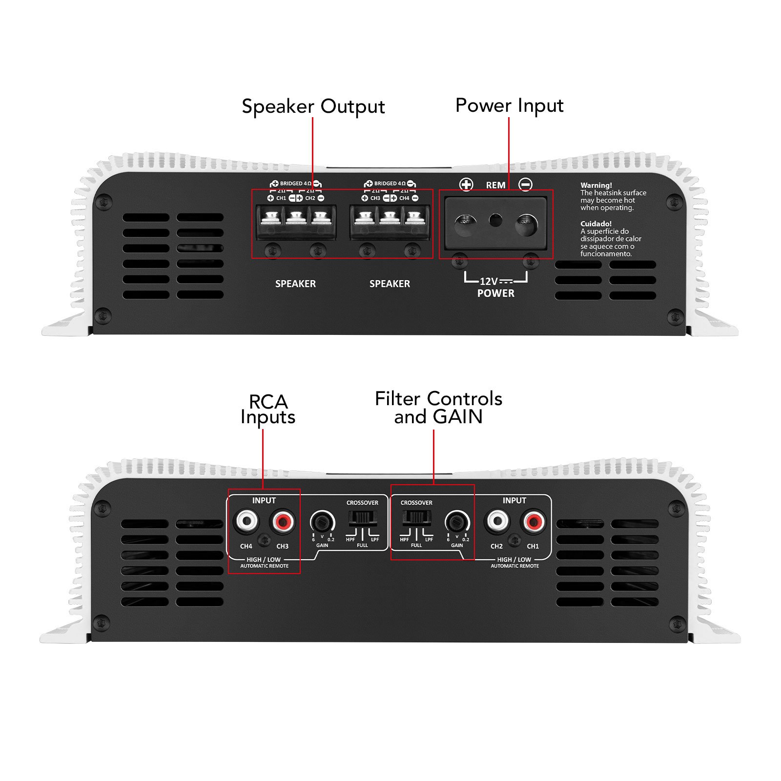 Taramps DS 2000x4 2 Ohms Amplifier 2000 Watts RMS 4 Channel 500x4 Watts RMS Digital Crossover HPF LPF Bridgedable Car Audio Sy