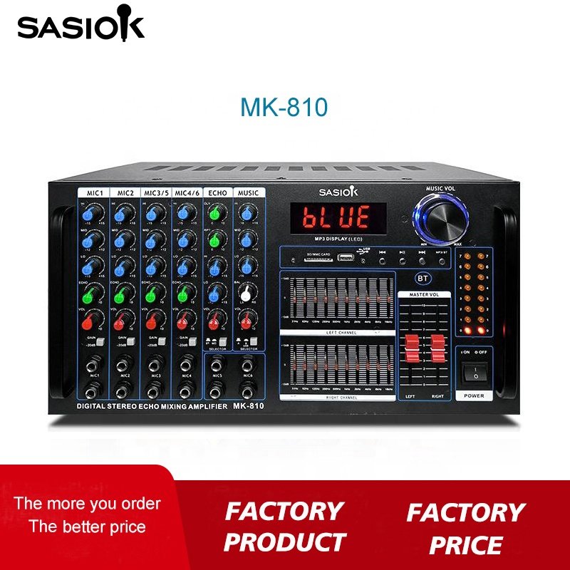 MK810 12-microphone Input Jacks 20-band Graphic EQUALIZER Digital Stereo Echo Mixing Amplifier