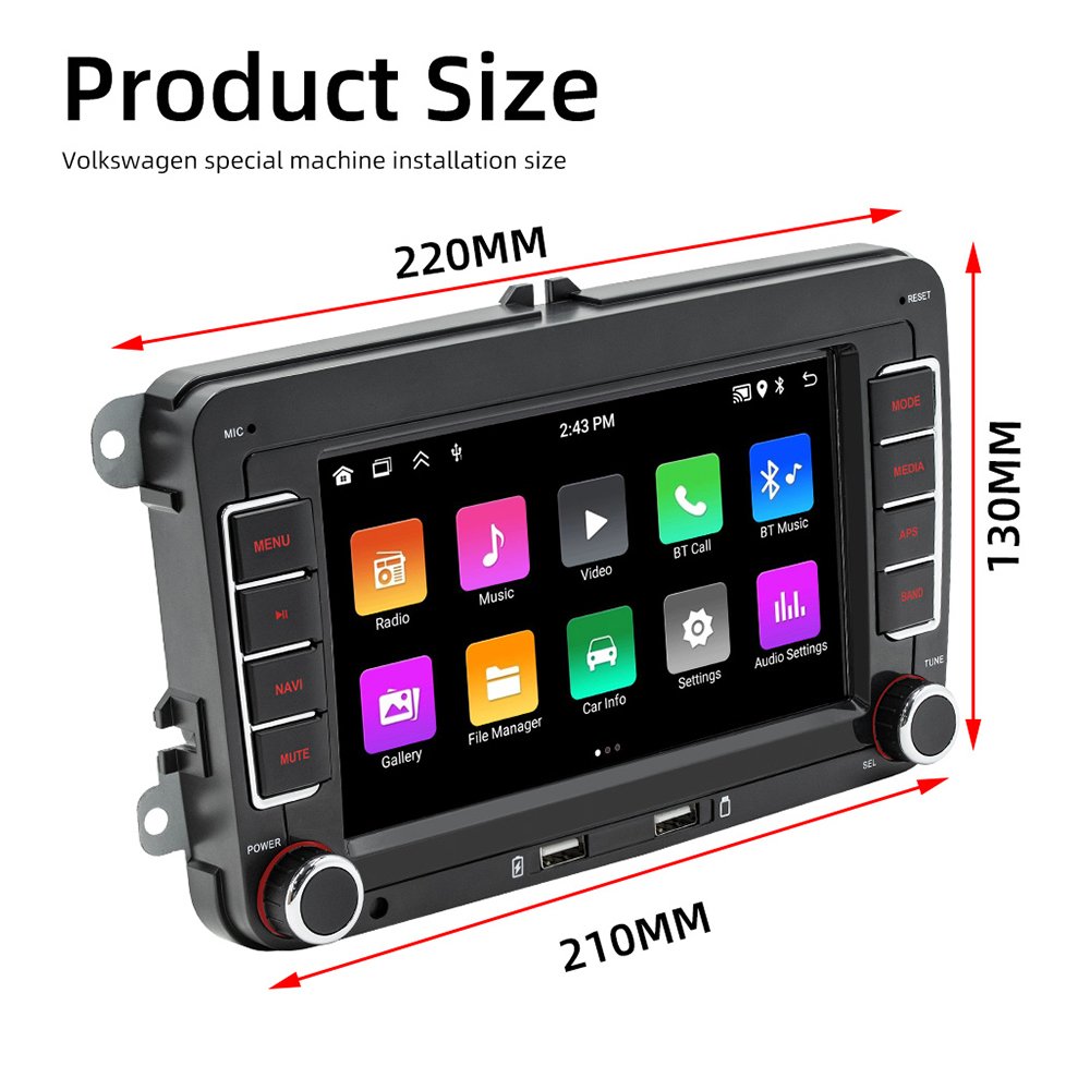 7 Inch 2 Din Touch Screen Android Auto Radio Player VW Carplay Mirror Link FM BT GPS WIFI Stereo Car Amplifier DSP Navigator MP4