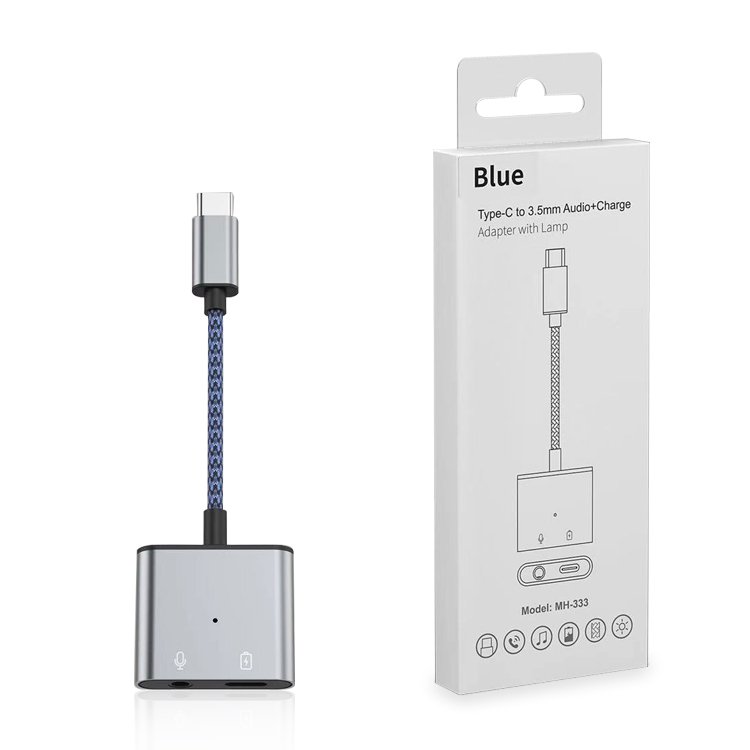 2 in 1 type-c to 3.5mm audio adapter type-c audio charging splitter headphone jack adapter for iphone15/15pro Samsung