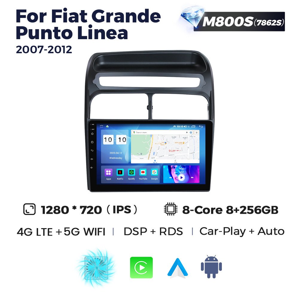 MEKEDE 9/10 Inch Multimedia Player for Car Radio Navigation GPS 4G Sim Card 5G Wifi for 9inch Fiat Grande Punto Linea 2007-2012