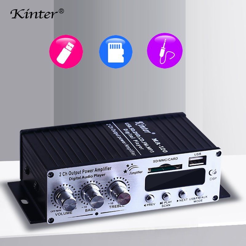 Kinter MA120 Mini Bt Amplifier 12v Small Audio Amplifier Car Stereo Hifi Power Amplifier With Usb Sd Fm