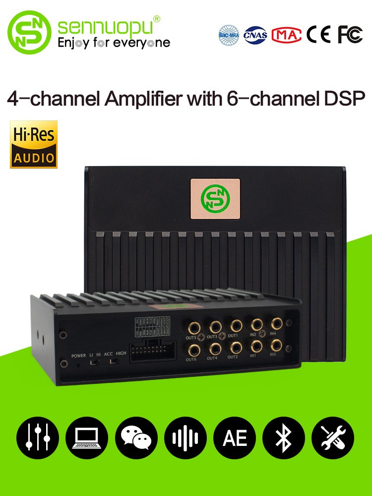 OEM Dsp Car Processor Amplifier 4 Channel Aluminium Alloy Car Accessories Audio Amplifier Ice Power Car Amplifier 20 - 20000 Hz