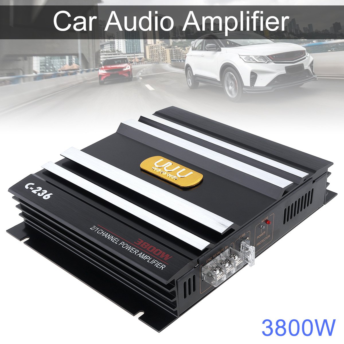 C-236 high-power 3800W car mounted amplifier with two channels and two channels of car amplifier with low bass