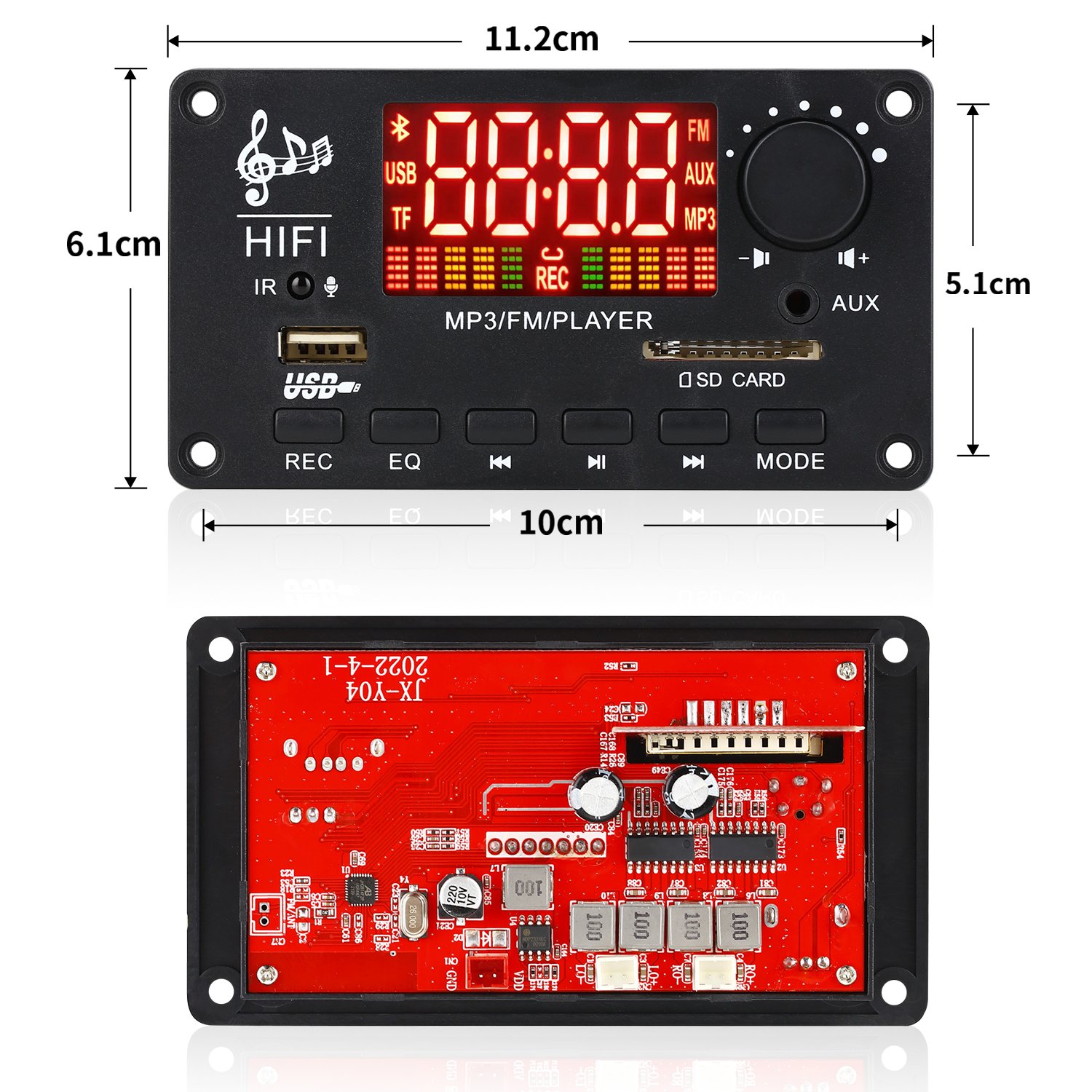 50W Home Digital Amplifier MP3 Decoder Board Handsfree Bluetooth 5.0 FM Audio Speaker 100W Volume Control Plastic Card Radio DC