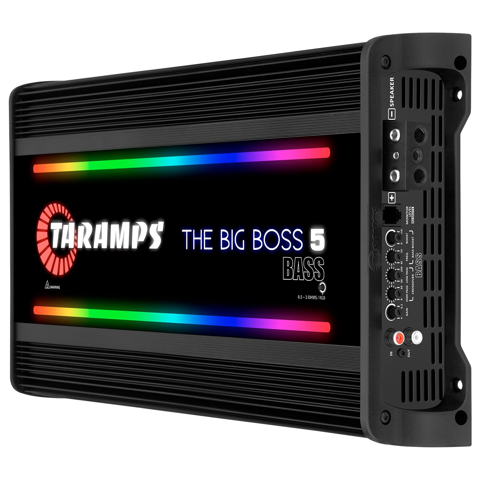 Taramps the Big Boss 5 Bass Black Color Amplifier 0.5 to 2 Ohm 5000 Watts RMS 108 RGB Effects Multi Impedance Smart 5k Car Audio