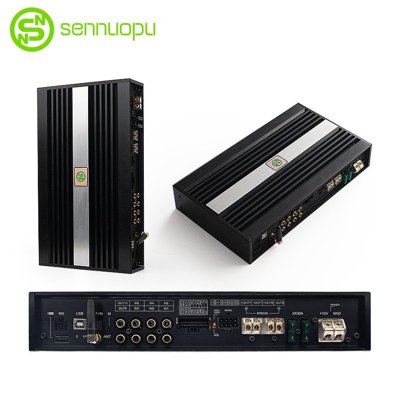 Sennuopu 8-channel Car Amplifier Equalizers Crossovers 10-channel DSP HIFI X12 Processor HD Bluetooth APTX Audio Aluminium 12V