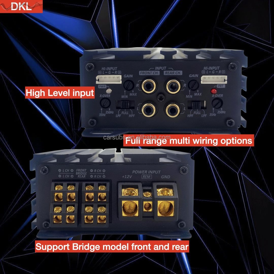 Car Audio Digital Amp 4 CH RMS 80W High Level RCA Amplifier Full Range Peak 3800W Class D Car Amplifier Monoblock