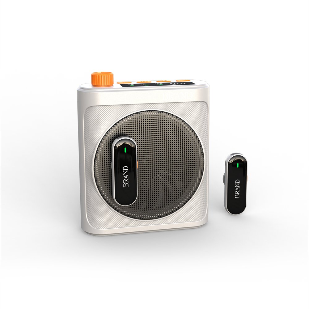 Handheld Bluetooth Amplifier with Two Clip-On Wireless Mics, Feedback Reduction, Great for Teachers, Vendors, and Music Playback