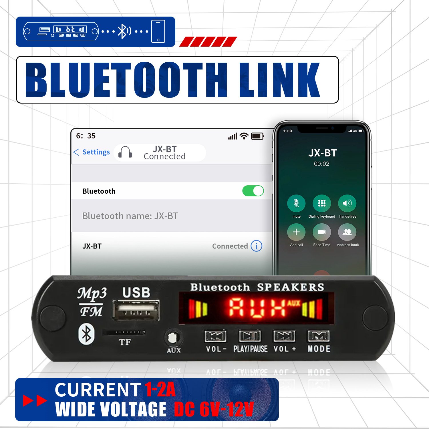 6W Amplifier DC 5V MP3 WMA Decoder Board Microphone Bluetooth 5.0 Audio USB TF Radio 3W Car MP3 Player Wireless Voice Recorder