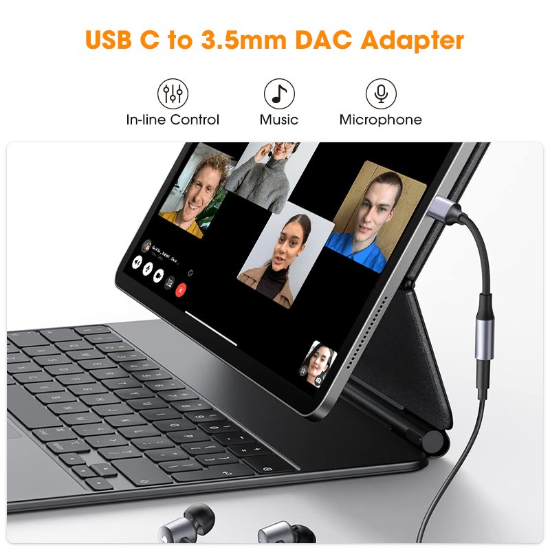 USB C To 3.5mm Audio Adapter Type C Headphone AUX Jack Dongle HiFi DAC Cable Cord Microphone Earphones Phone Accessories