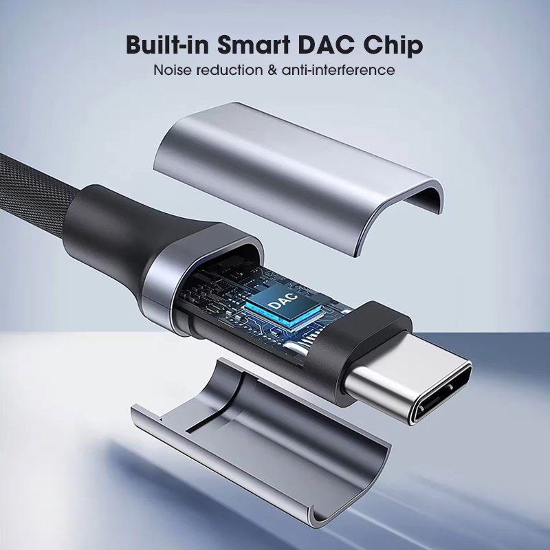 USB C To 3.5mm Audio Adapter Type C Headphone AUX Jack Dongle HiFi DAC Cable Cord Microphone Earphones Phone Accessories