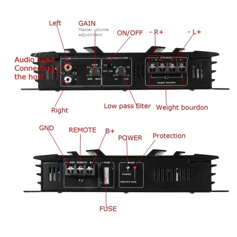 Factory Direct Supply12V Car Stereo Amplifier C-236 3800W Max Power 2 Channel Amplifier for Car Car Stereo Power Speaker System
