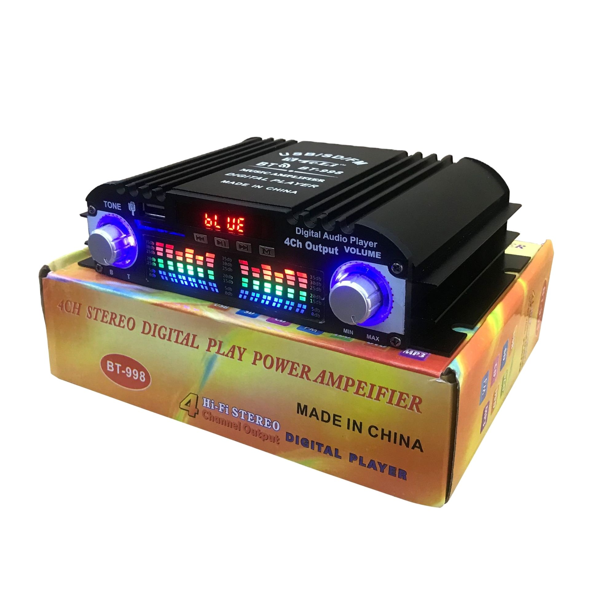 TELI Bluetooth Mini Amplifier BT-998 Card Reading USB with FM Reception USB Drive Card Reading 12V4 Channel Car Amplifier