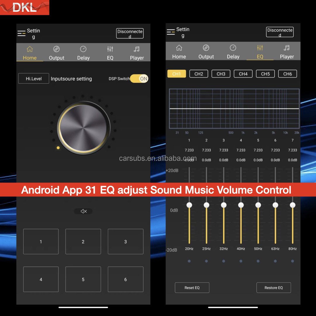 Car Stereo DSP Amplifier 31 EQ Band Android App Sound Quality 4 in 4 Out 6 RCA Out Car DSP Amplifier Class AB