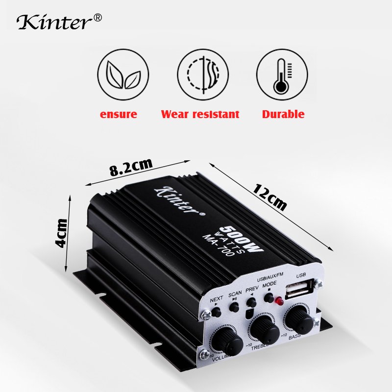 Kinter MA-700 Car Mini Amplifier 2 Channel with Fm Usb