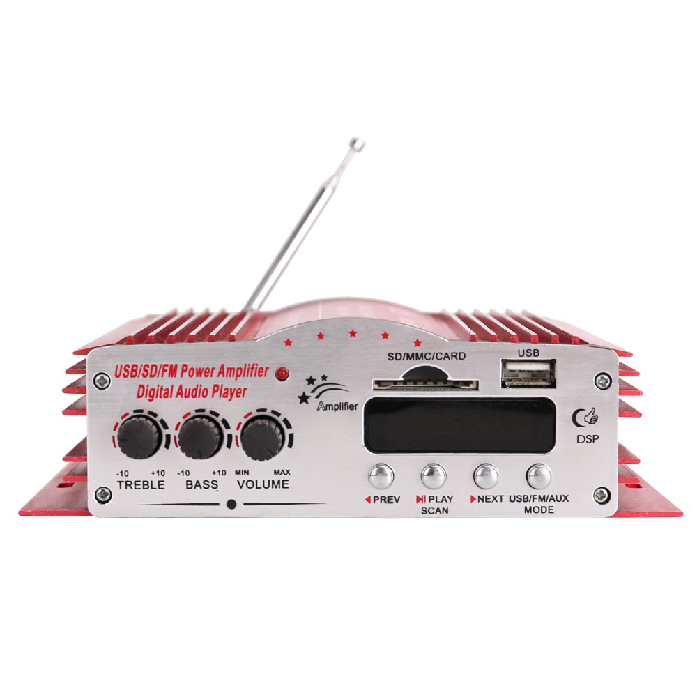 Kinter MA-200 4 Channel BT Power Amplifier 12v Car Amplifiers Audio Red Aluminium Amplificador Para Moto 4 Canales CE ROHS FCC