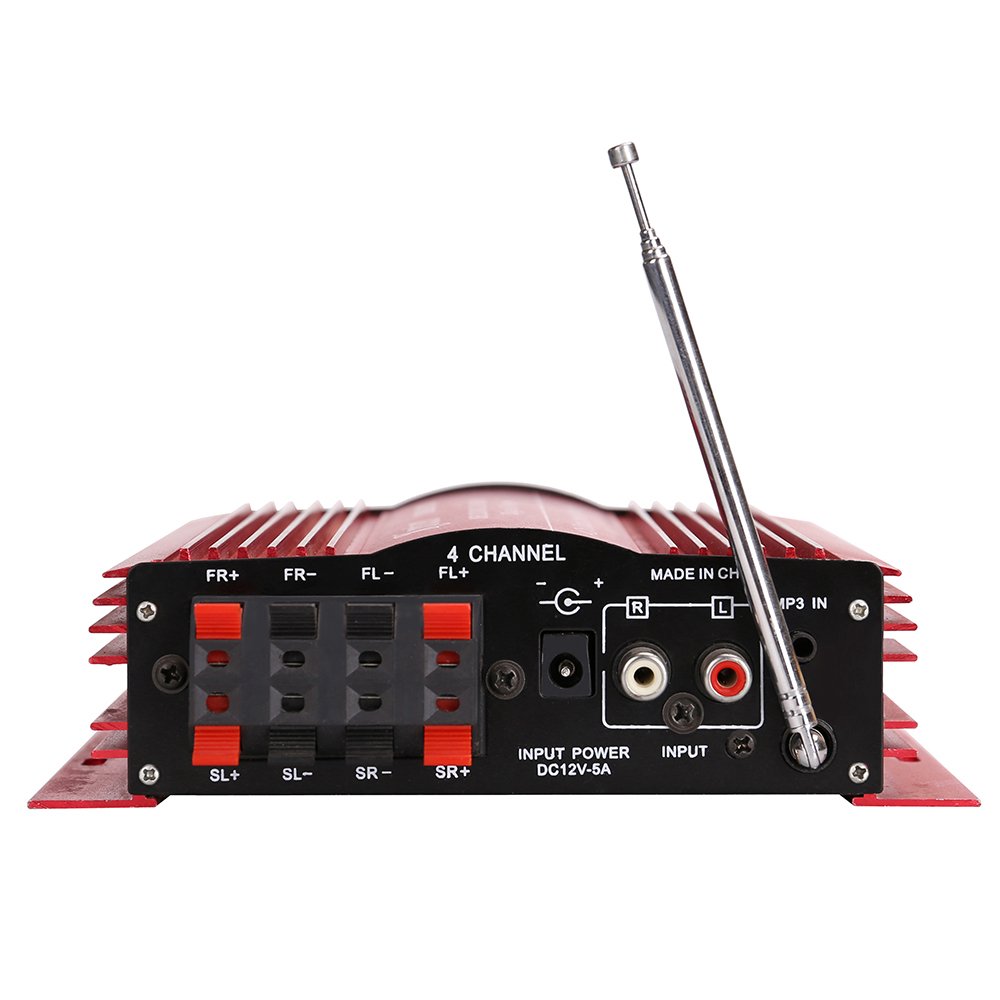 Kinter MA-200 4 Channel BT Power Amplifier 12v Car Amplifiers Audio Red Aluminium Amplificador Para Moto 4 Canales CE ROHS FCC