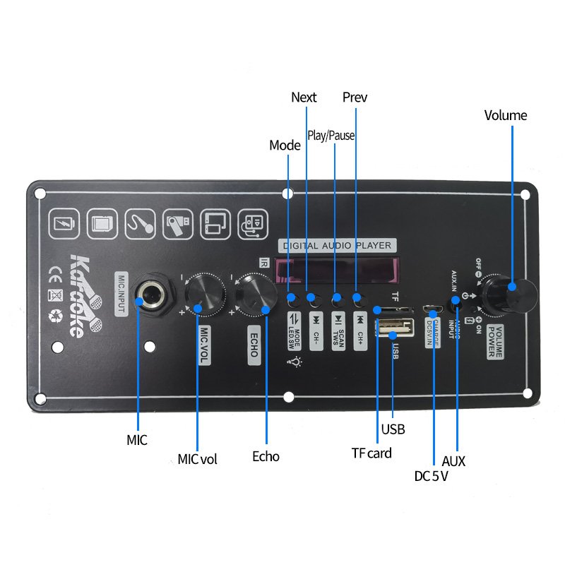 Car Power Amplifier Board Square Dance Audio Speaker Rechargeable 3.7V Lithium Battery Type Product Receivers Amplifiers