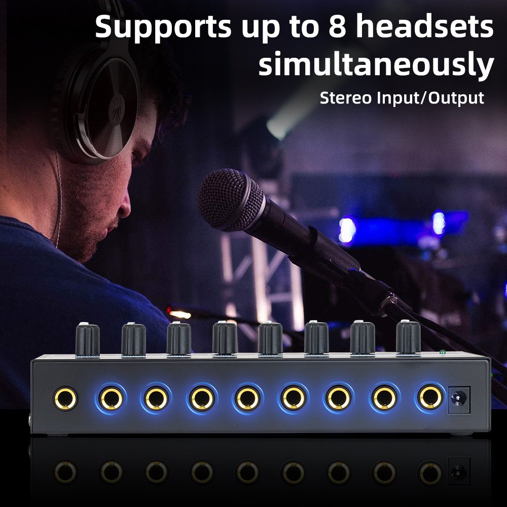 MICROAMP HA800 Headphone Amplifier 8 Channel Stereo Mini Audio Amplifier Personal Monitor Headphone Amplifier for Studio