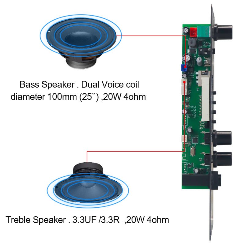 VIRE 10W Mini Car Audio Amplifier Bluetooth AUX/TF/USB/Mic Function 3.7V Li-Battery 5V DC Charging Compact Portable Power Amp