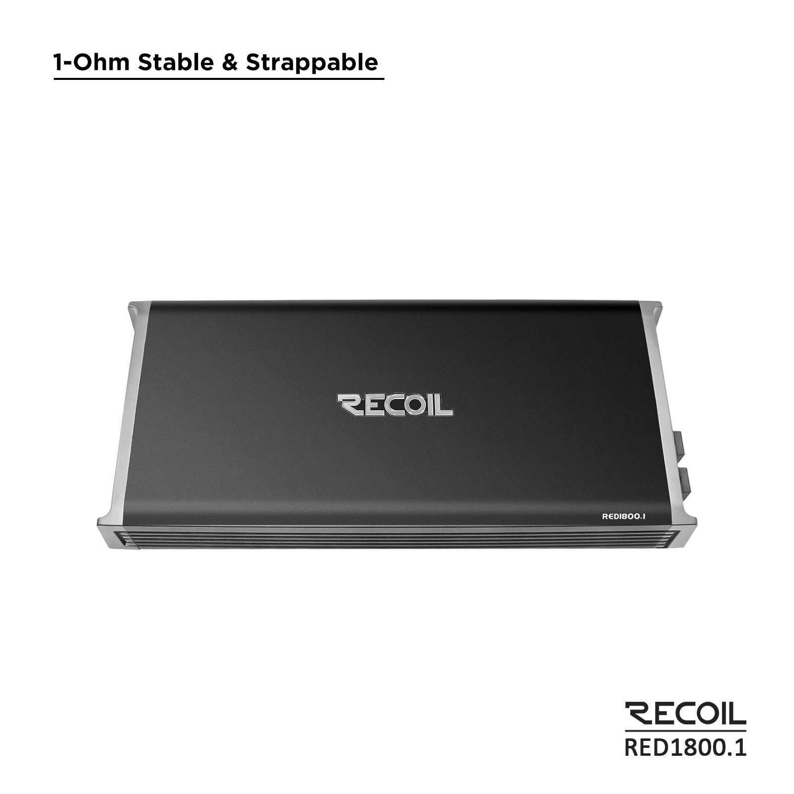 RED1800.1 3,600 Watts Class-D Strappable Car Audio Mono-block Subwoofer Amplifier, 1 Ohm Stable, Remote Bass Knob Included