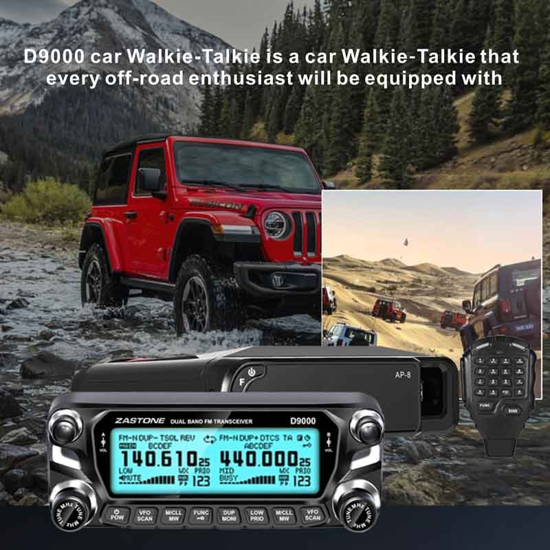 ZASTONE D9000 Car Walkie Talkie Dual Band Car Two Way Radio 50W Mobile Radio Detach Panel Airborne Frequency Band AM Receiver