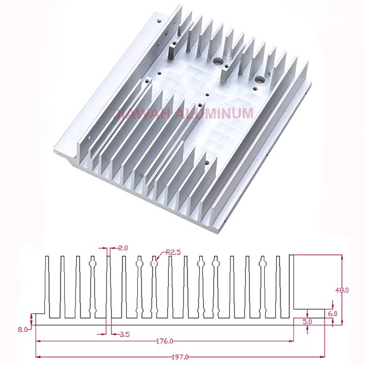 6063T5 6061T6 Extruded Aluminum Heat Sink for Car Amplifier , Heatsink Cooling Fin Profile Aluminium Radiators Uk Ireland Market