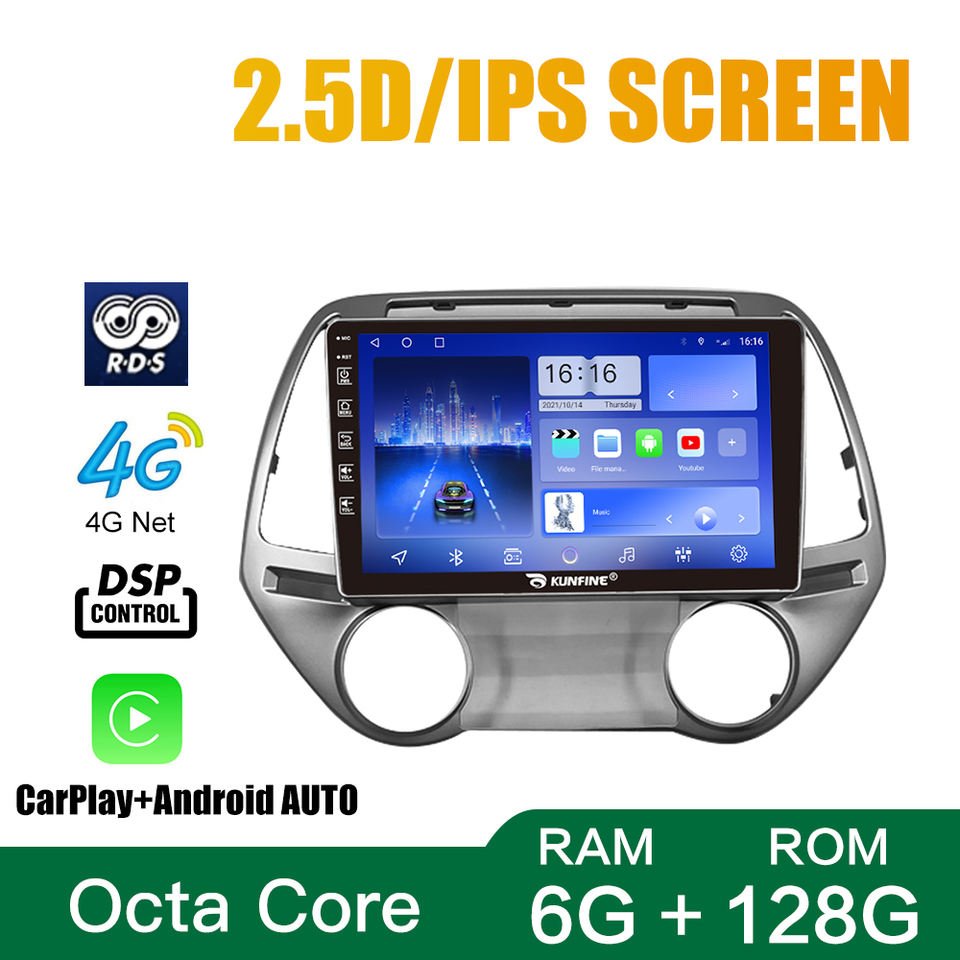 For HYUNDAI I20 2008-2013 at MT 9 Inch Headunit Device Double 2 Din Octa-Core Quad Car Stereo GPS Navigation Android Car Radio