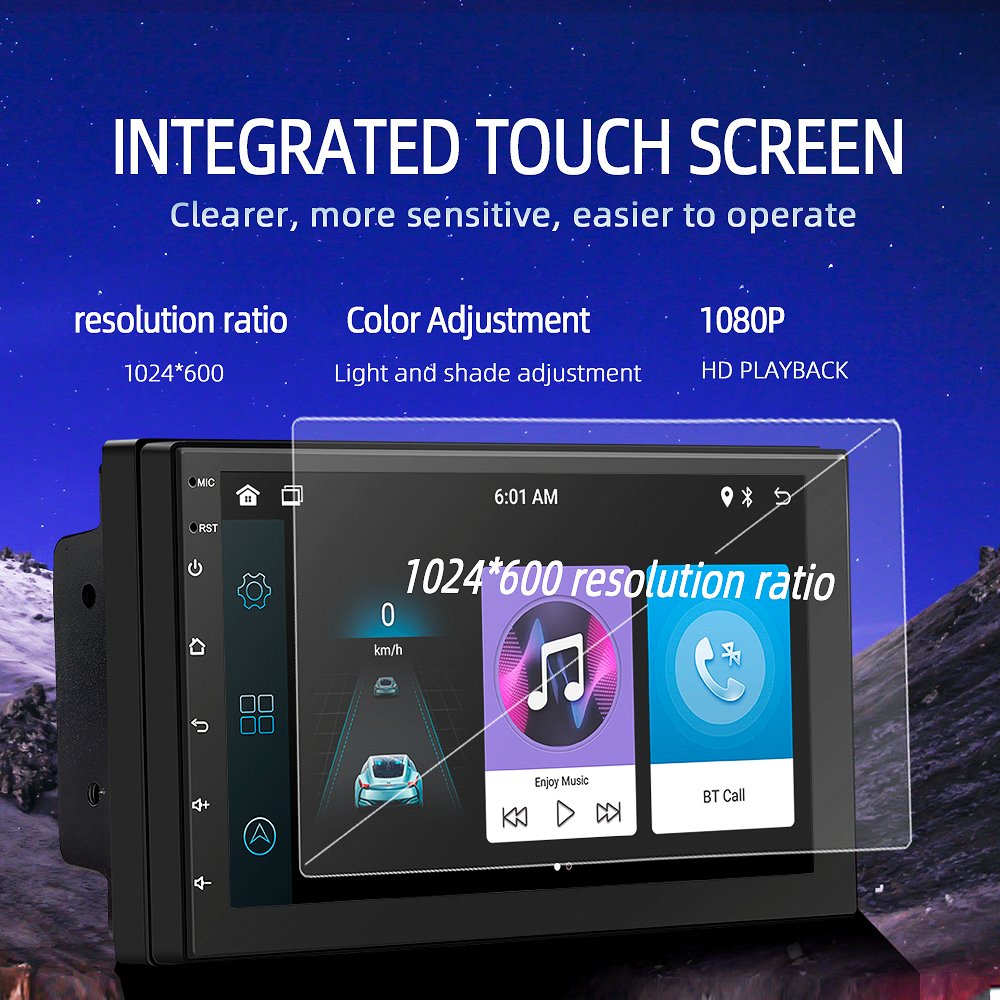 7 Inch HD Capacitive Touch Screen Double Din Car Stereo GPS Radio Enabled Carplay Android MP4 Model DSP Plastic BT FM USB