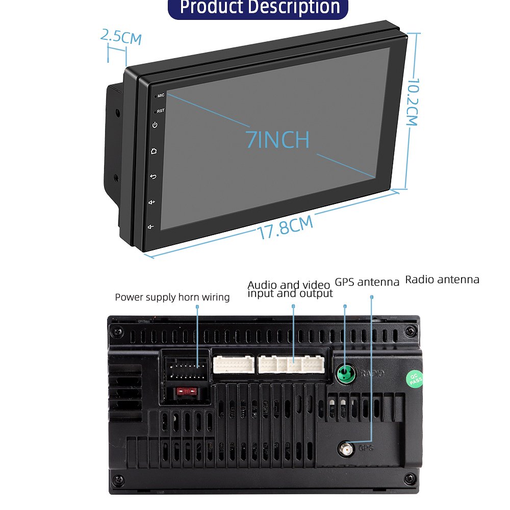 7 Inch HD Capacitive Touch Screen Double Din Car Stereo GPS Radio Enabled Carplay Android MP4 Model DSP Plastic BT FM USB