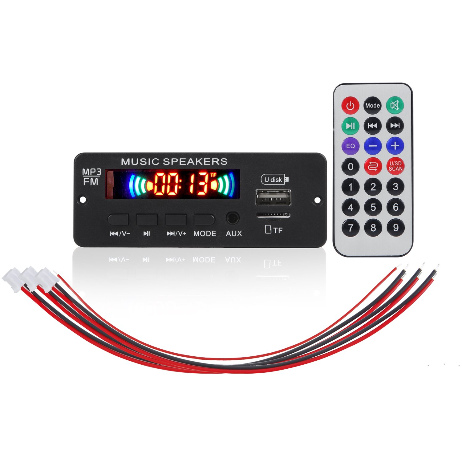 DIY Car MP3 Player USB Recording Module DC 5V 6W Amplifier Bluetooth 5.0 AUX FM Radio & Speaker with Handsfree for Music Usage