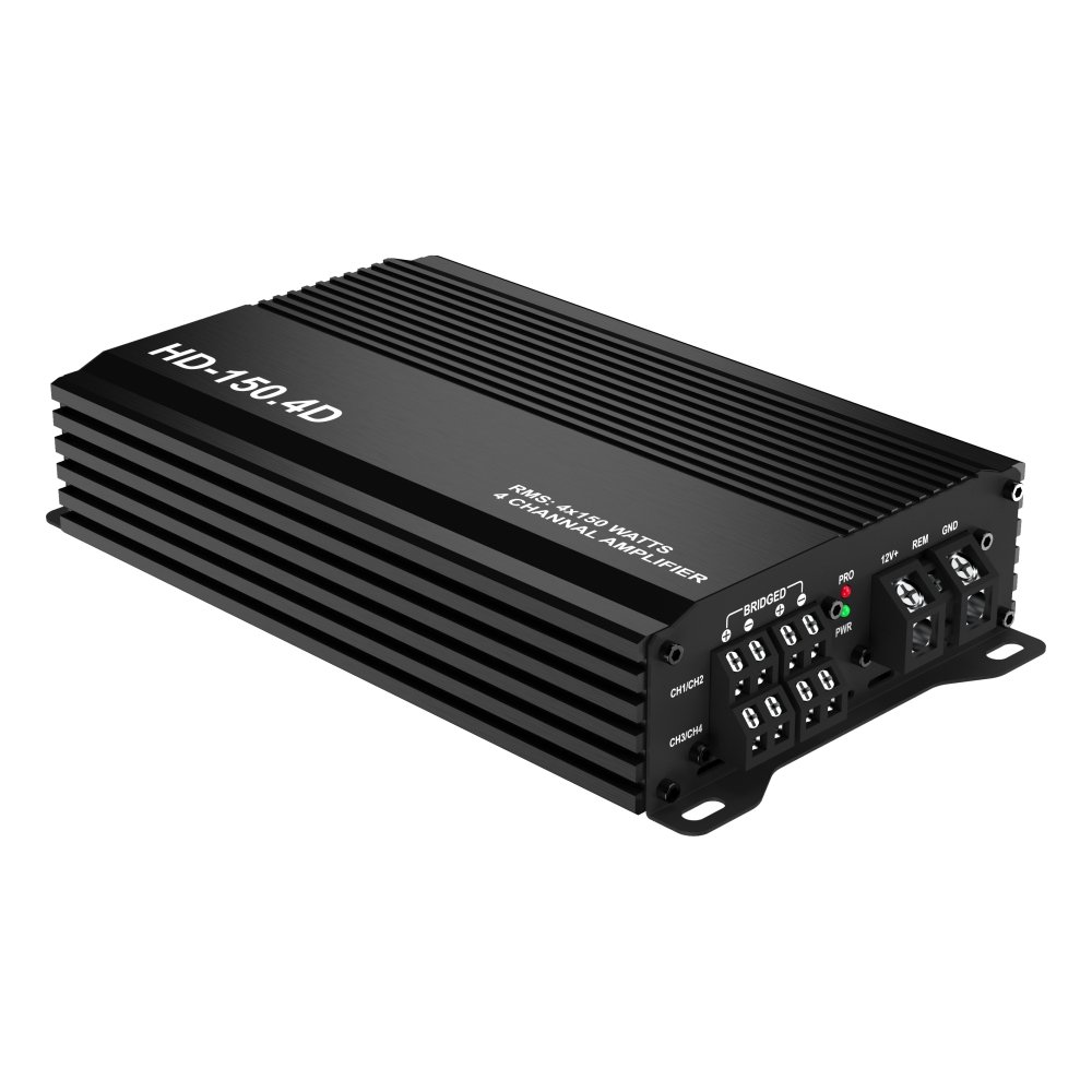 HD-150.4D Class D 4 Channels RMS 4*150W Max 1800w Compact Size High Power Car Amplifier 12V
