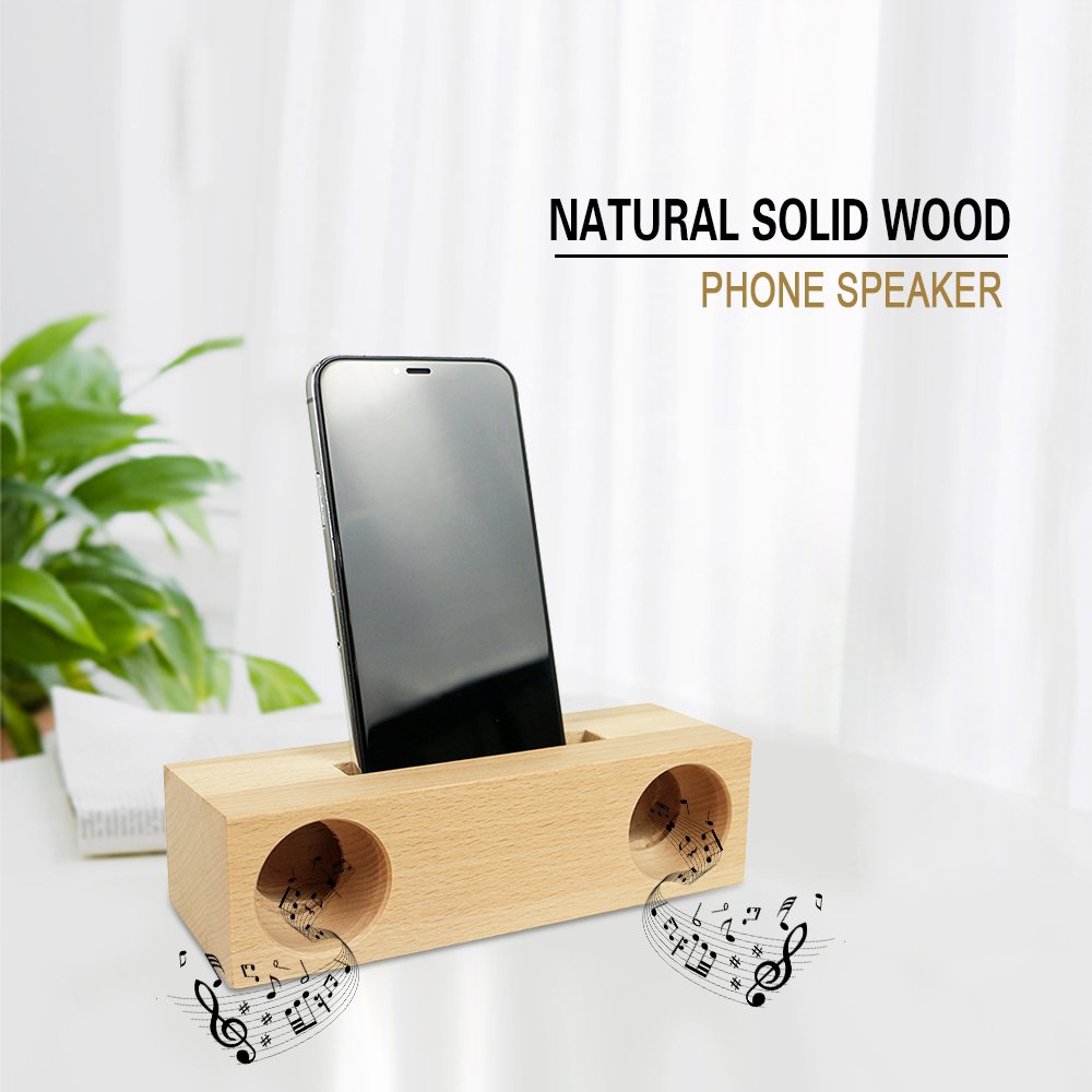2024 New Arrival Wooden Phone Wooden Phone Holder Natural Walnut Bamboo Wood Speaker