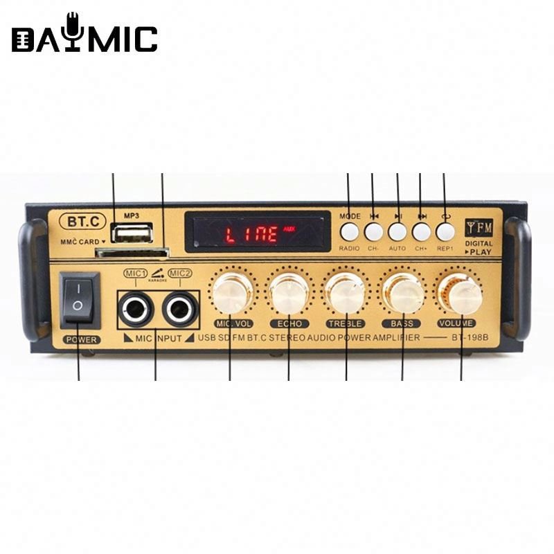 AOSHEN 12V BT 198B BT5 Car Amplifier peak 300W 300W Car Amplifier 12Volt Car Stereo Amplifier Subwoofer