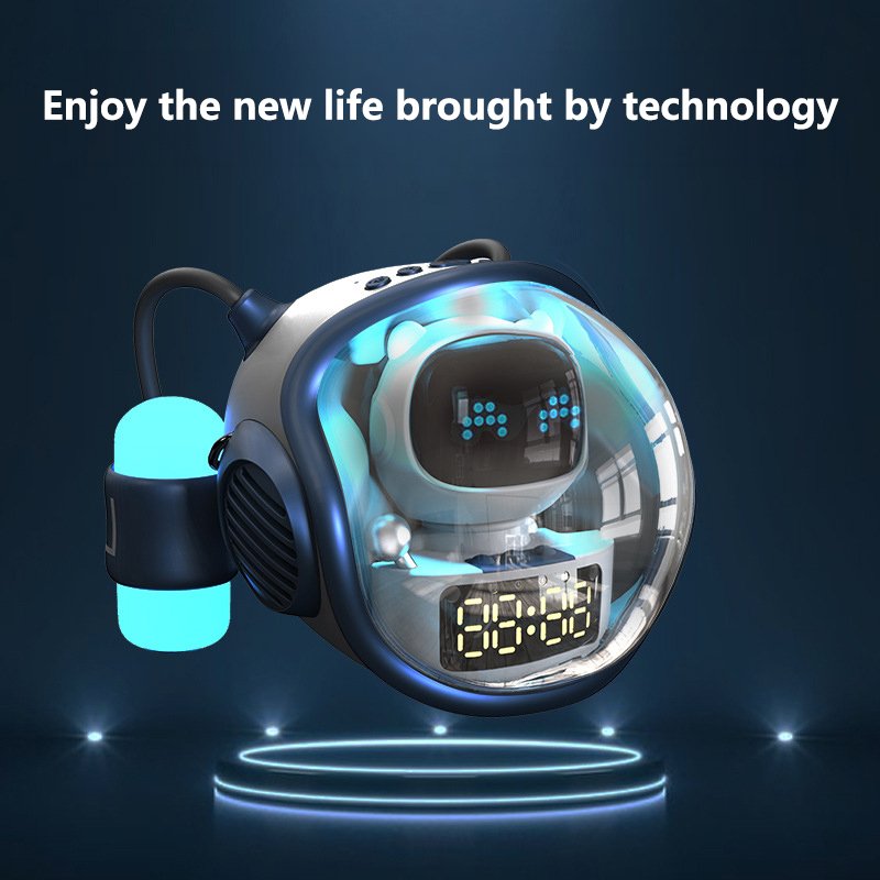 Spaceship Wireless Bluetooth Mobile Phone Speaker Alarm Clock Night Light TF Card Bluetooth Music Speaker