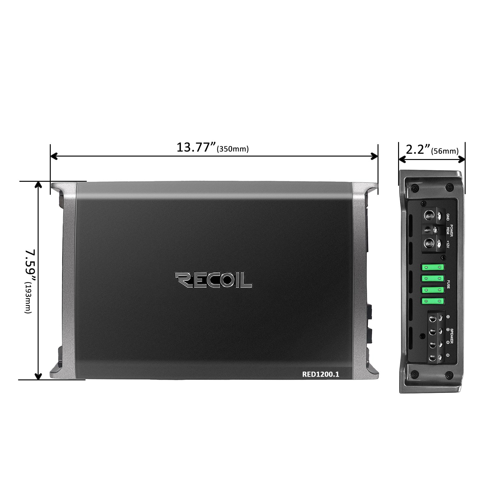 RED1200.1 2500 Watts Class-D Car Audio Mono-block Subwoofer Amplifier, 1 Ohm Stable, Remote Bass Knob Included