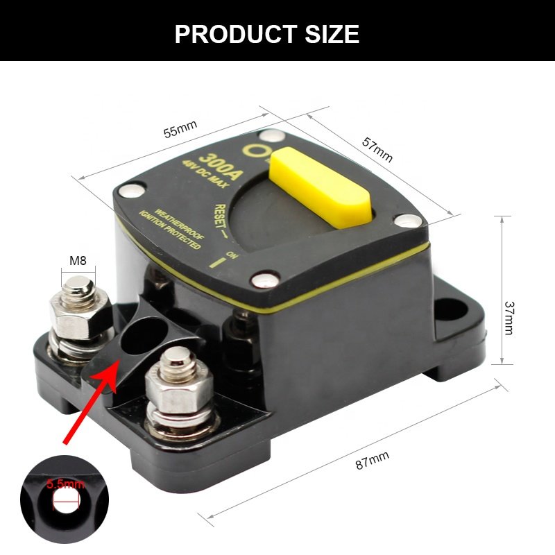 12-48V DC Waterproof 50A 60A 80A 100A 150A 200A 250A 300A Circuit Breaker Fuse Reset Car Audio Amplifier Breaker