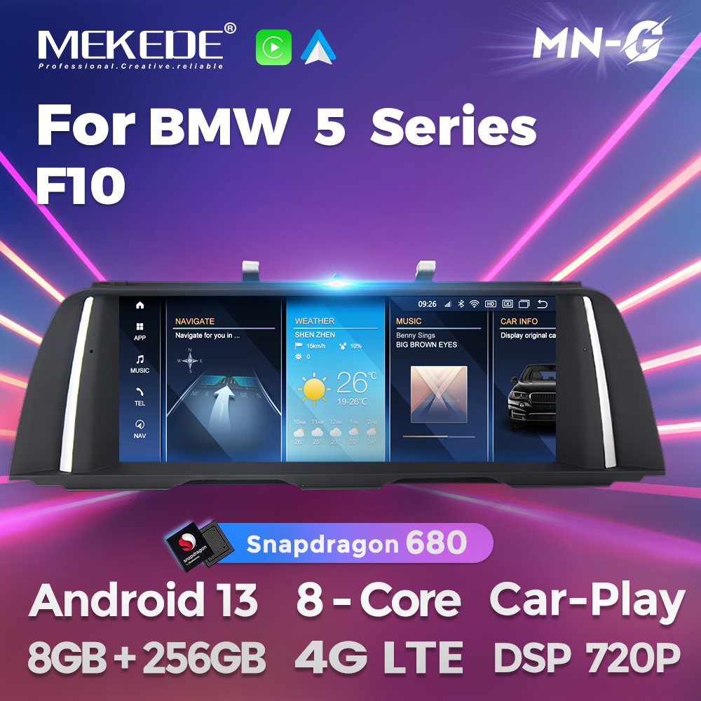 MEKEDE Android 13 Auto Radio Stereo for Bmw 5 Serie F10 F11 2010-2016 Snapdragon 680 8+256G CIC NBT Video 4G HD Screen Dashboard