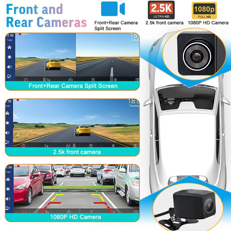 11.3 Inch DVR Dual Recorder Portable Wireless Carplay GPS AI Smart Navigation