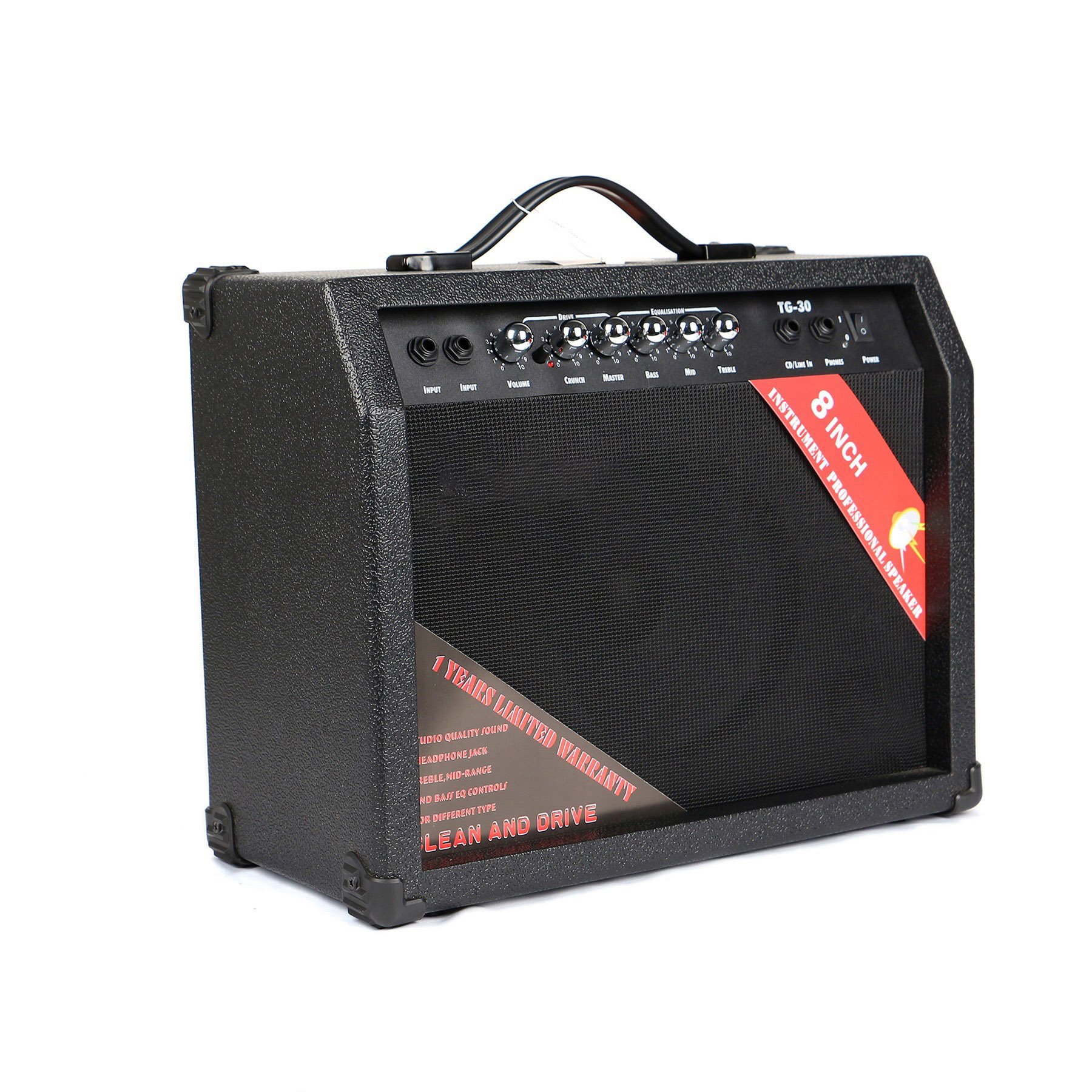 30W Musical Instrument Accessories Rechargeable Speaker Stereo Acoustic Guitar Audio Amplifier Supports Volume Tone Adjustment