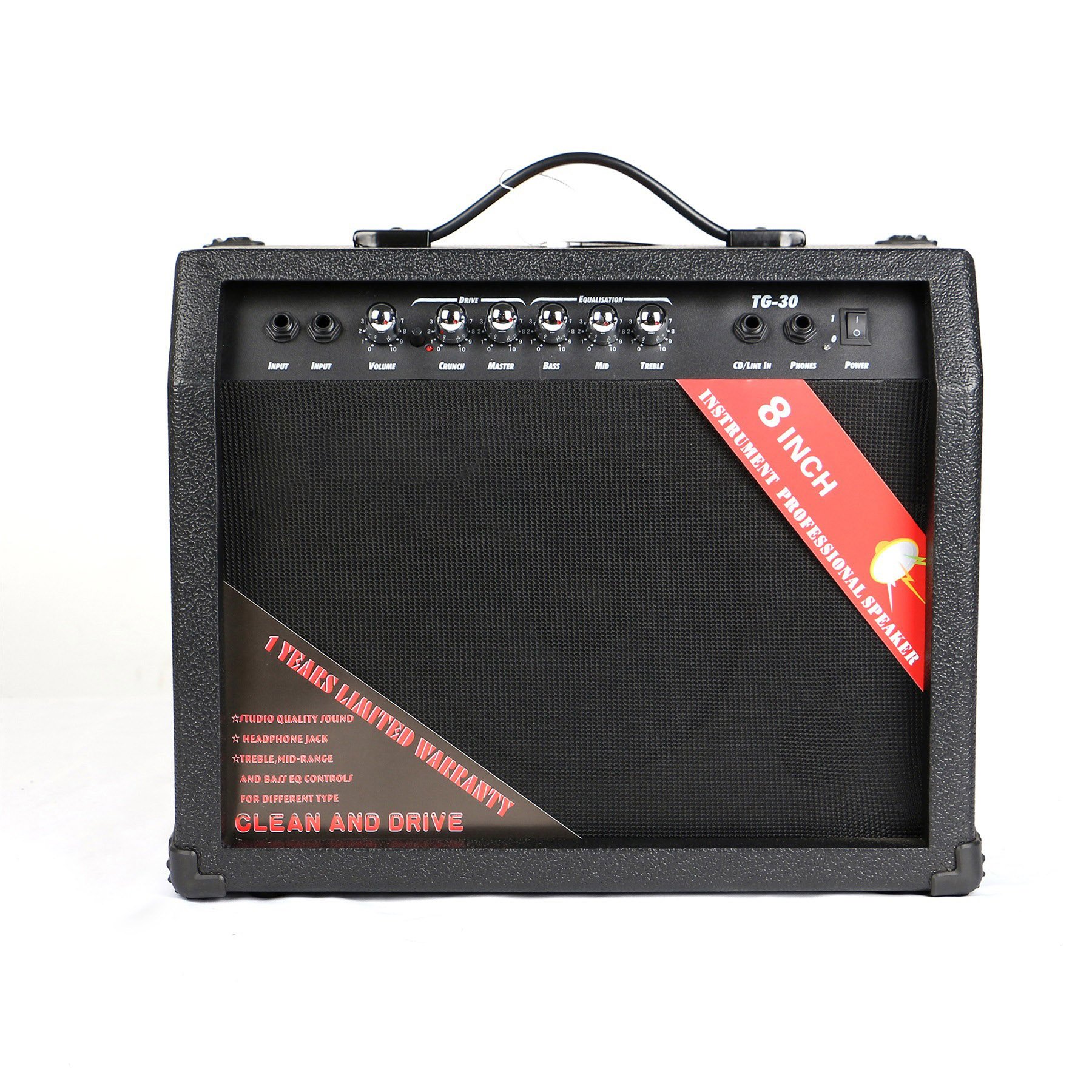 30W Musical Instrument Accessories Rechargeable Speaker Stereo Acoustic Guitar Audio Amplifier Supports Volume Tone Adjustment