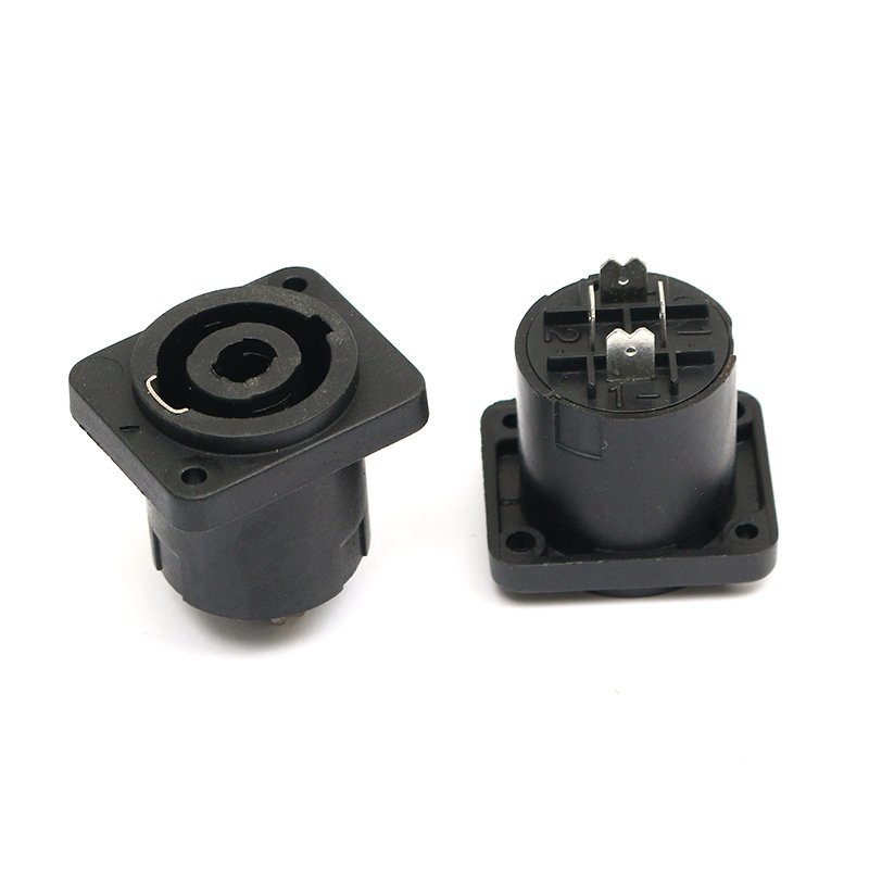 OEM Free Sample Fine Copper 4-Pin Professional Audio Speaker Connector Microphone Ohm Head Square 4-core Audio Speaker Socket