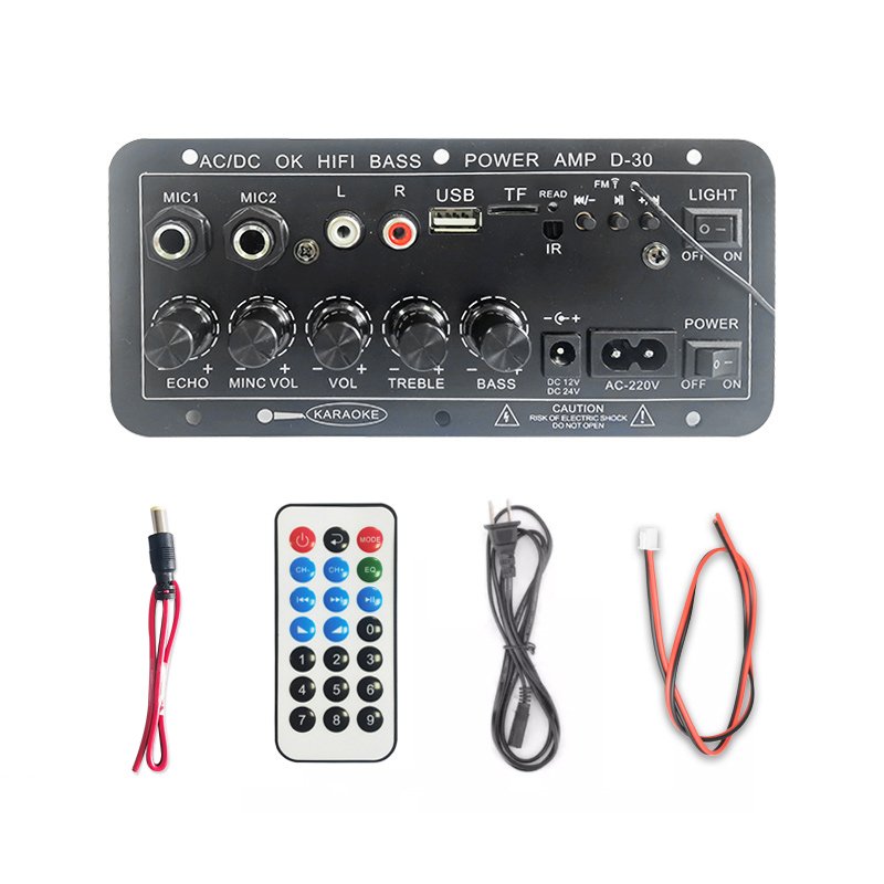 Customizable HI-FI Subwoofer Power Amp 12V/24V/220V High Bass USB Remote Control Bluetooth D30 Amplifier Board Display Home Cars