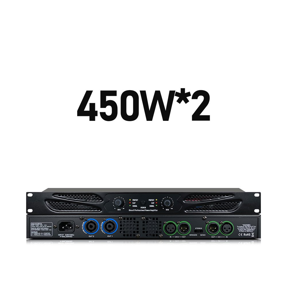 ERZHEN G-class Digital Power Amplifier Professional 2/4 Channel Power Amplifier/450W Power/1U Size
