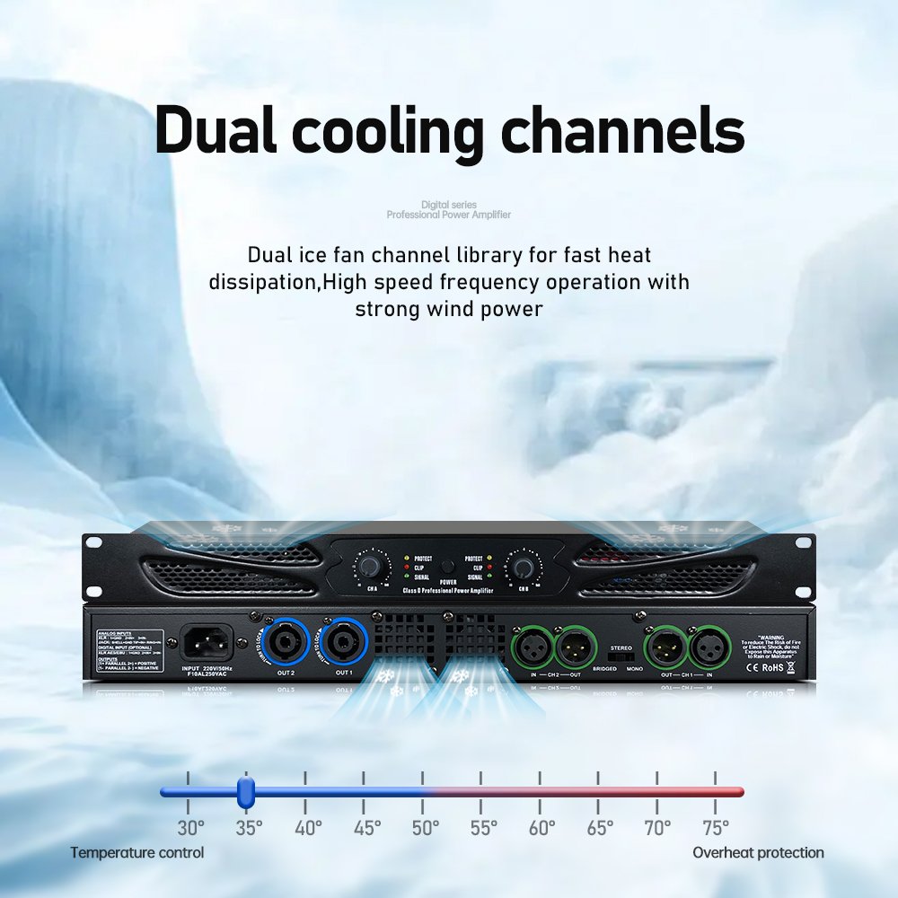 ERZHEN G-class Digital Power Amplifier Professional 2/4 Channel Power Amplifier/450W Power/1U Size