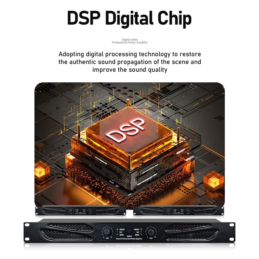 ERZHEN G-class Digital Power Amplifier Professional 2/4 Channel Power Amplifier/450W Power/1U Size