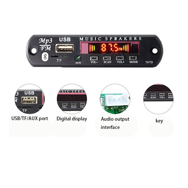 12V Car Wireless Lossless Decoding Board WAV WMA Lossless Super APE Small Memory Card TF MP3 Speaker Motherboard Audio Accessor