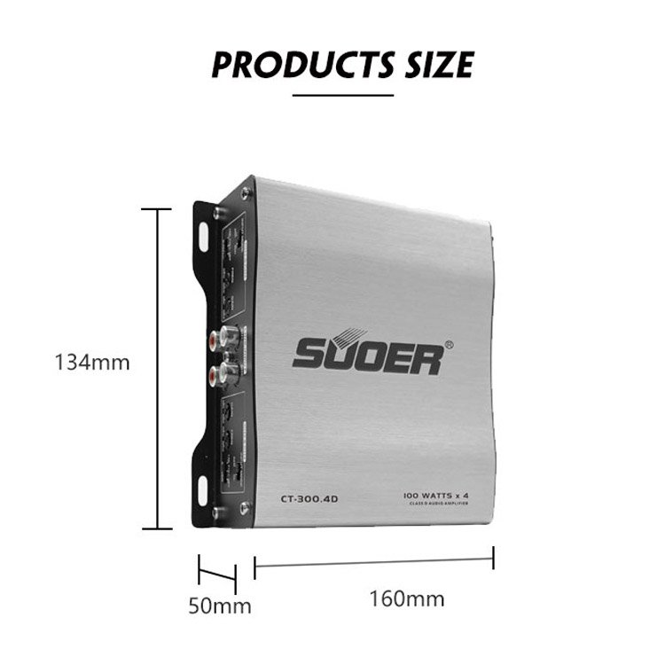 Suoer Mini Size 4 Channel 300 Watts Rms Power Car Audio Amplifier